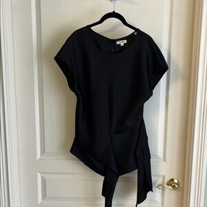 Max Studio Black Asymmetrical Cap Sleeve Blouse